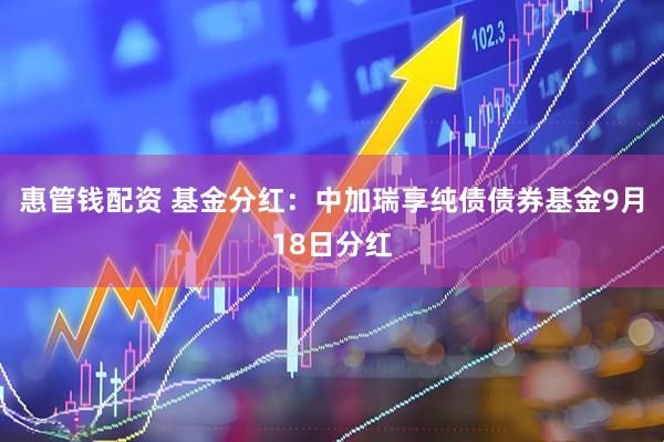 惠管钱配资 基金分红：中加瑞享纯债债券基金9月18日分红