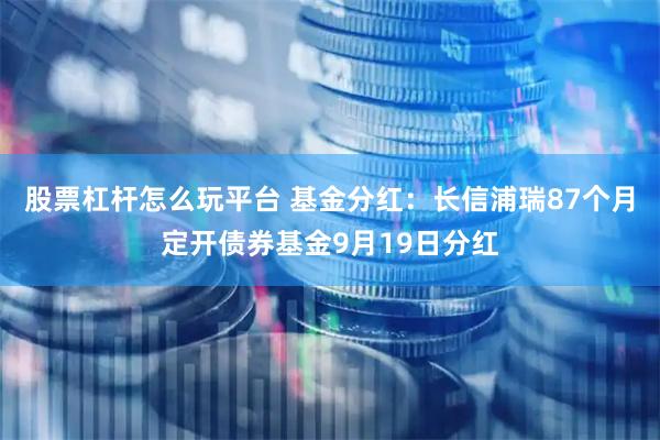 股票杠杆怎么玩平台 基金分红：长信浦瑞87个月定开债券基金9月19日分红